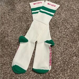 Figs White and Green Compression Socks